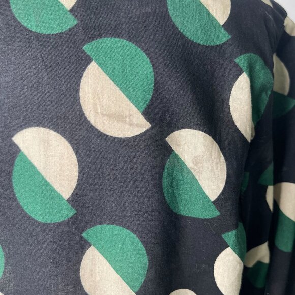 Nice Things Women's Black Green Polka Dot Pattern Button Down Blouse Size M - Picture 11 of 13